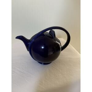 MCM Vintage Hall China Teapot Cobalt Blue Glo Airflow Art Deco 6 Cup